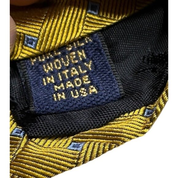 Brooks Brothers Makers Yellow & Blue Geometric Woven Silk Tie - Picture 8 of 8